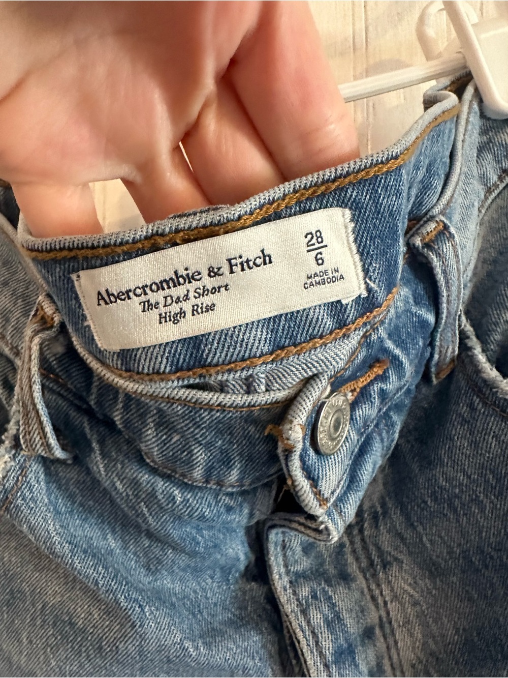 Abercrombie & Fitch Distressed High-Rise Denim Shorts - Blue - Picture 3 of 4